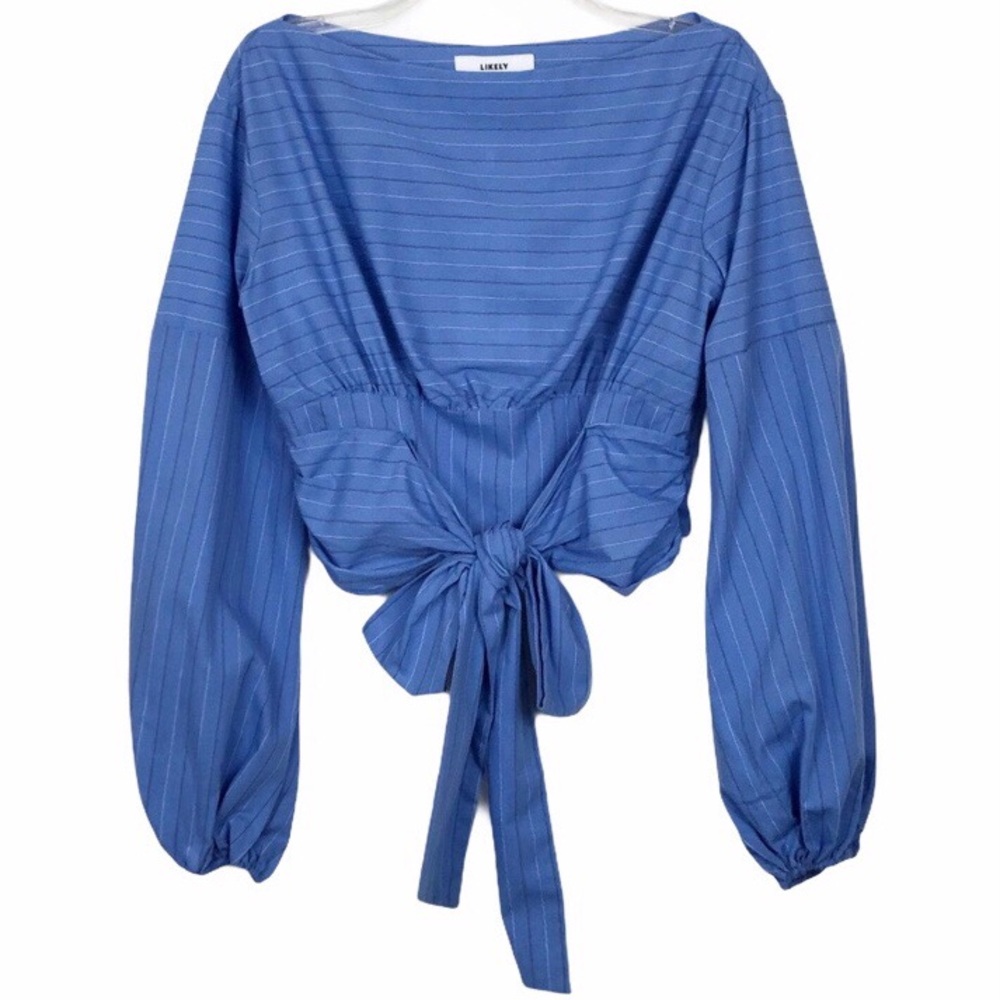 Revolve LIKELY Stripe Long Sleeve Tie Front Top SM